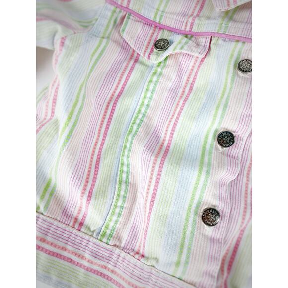 VTG Dora the Explorer Striped Jean Jacket Dorable Toddler Girl Sz XS Pink Green - Picture 3 of 8